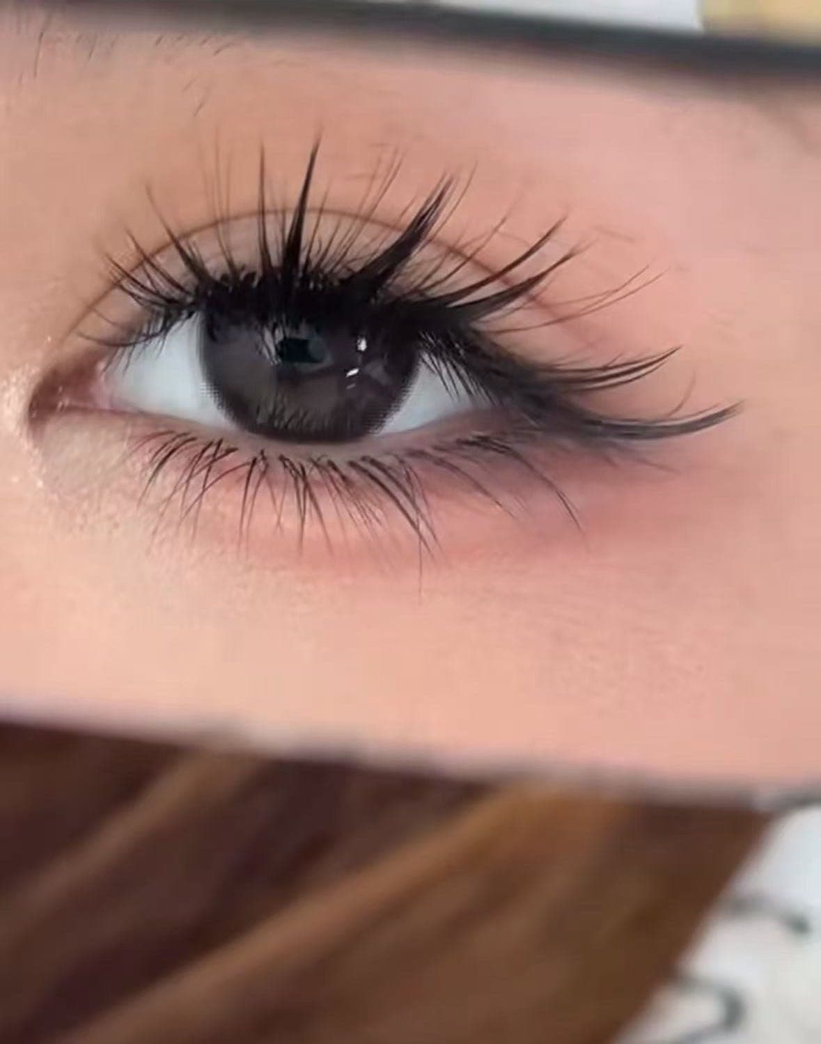 Close-up of eye with lash extensions